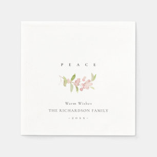 SERVIETTE EN PAPIER PAIX DE CALLIGRAPHIE MINIMALE ROSE ROSE BLANC DOUX