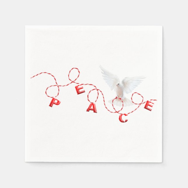 Serviette En Papier Paix de Noël avec la colombe blanche (Devant)