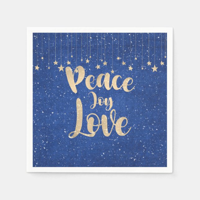 Serviette En Papier Paix Joie Amour avec étoiles (Devant)