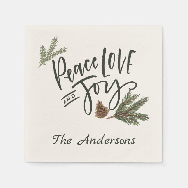 Serviette En Papier Paix personnalisée Amour et vacances de joie (Devant)