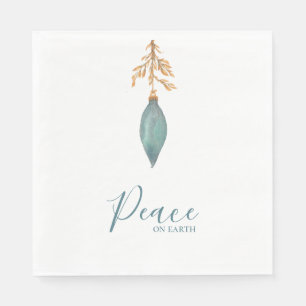 Serviette En Papier Paix sur Terre teinte turquoise peinte main