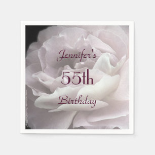 Serviette En Papier Pale Pink Rose, 55th Birthday Party, Name, Paper