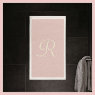 Serviette En Papier Pale rose et crème Monogramme papier invité