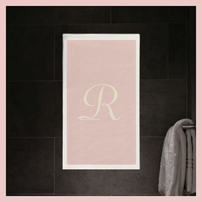 Serviette En Papier Pale rose et crème Monogramme papier invité (Créateur téléchargé)