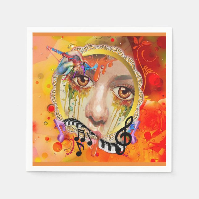 Serviette En Papier Palette Artiste (Devant)