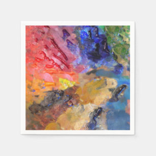 Serviette En Papier Palette de couleurs de peintre artistique 