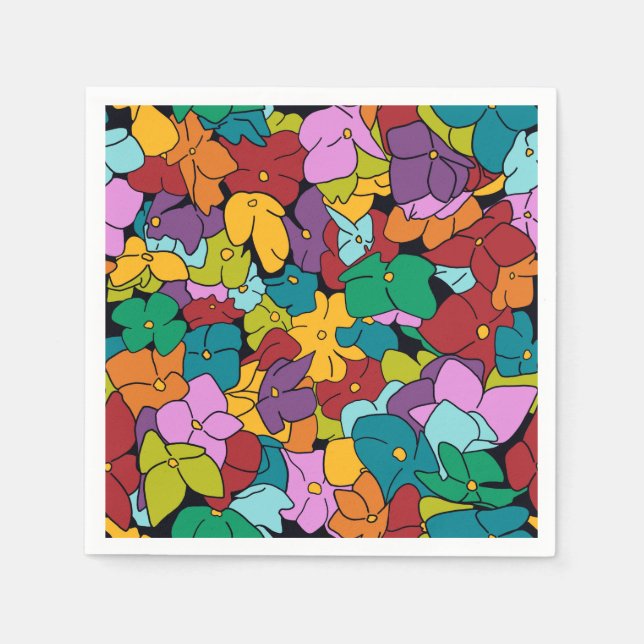 Serviette En Papier Palette de fleurs abstraites inspirée des couleurs (Devant)