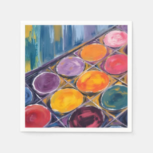 Serviette En Papier Palette de peintre Peinture d'artiste à l'aquare