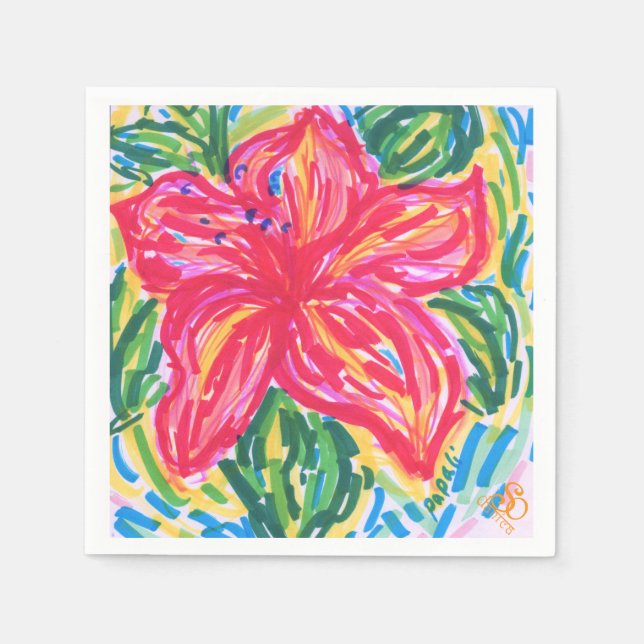 Serviette En Papier Palm Beach Hibiscus napkin (Devant)
