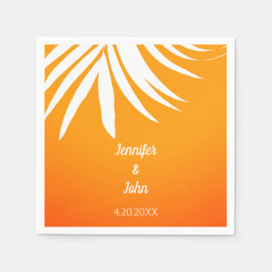Serviette En Papier Palm Feuille Sunset Orange Cool Tropical Mariage