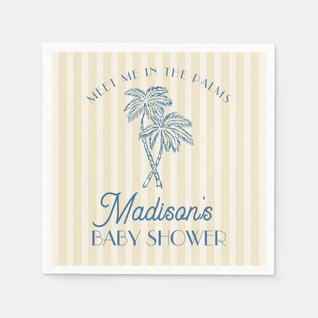 Serviette En Papier Palm Springs Jaune Baby shower de plage Pastel (Devant)