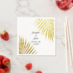 Serviette En Papier Palm Tree Foliage Gold Foil Feuilles 2020 Mariage