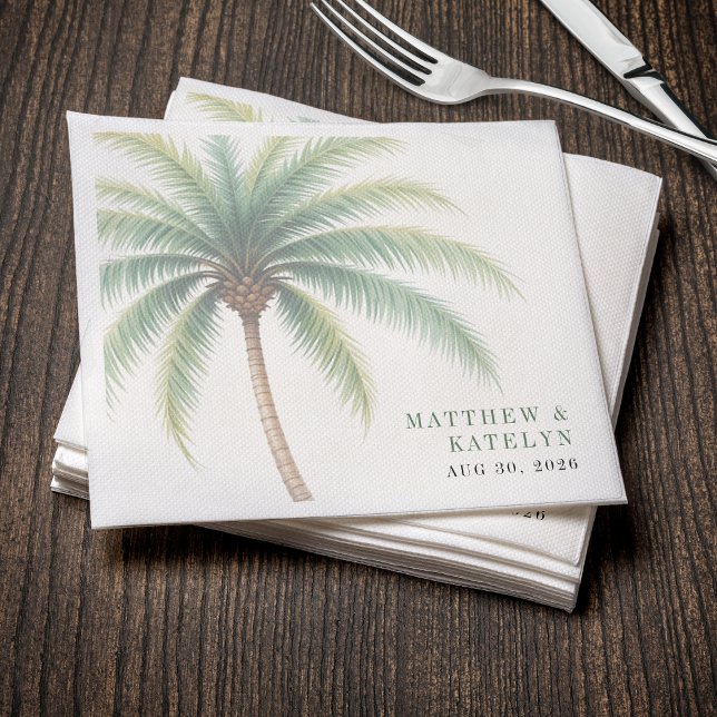 Serviette En Papier Palm Tree Island Destination Green Wedding (Palm Tree Island Destination Green Wedding Napkins
)