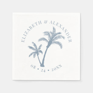 Serviette En Papier Palm Tree Plage tropicale Mariage Dusty Bleu