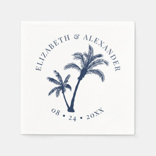 Serviette En Papier Palm Tree Plage tropicale Mariage Marine Bleu