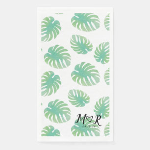 Serviette En Papier Palm Tropical Leaf Mariage Logo Vert
