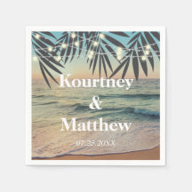 Palm Tropical Personnalisé Mariage Plage Éclairage