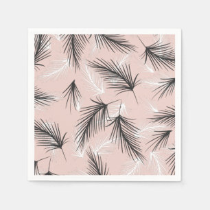 Serviette En Papier Palmes Noir Blanc Tone Rose