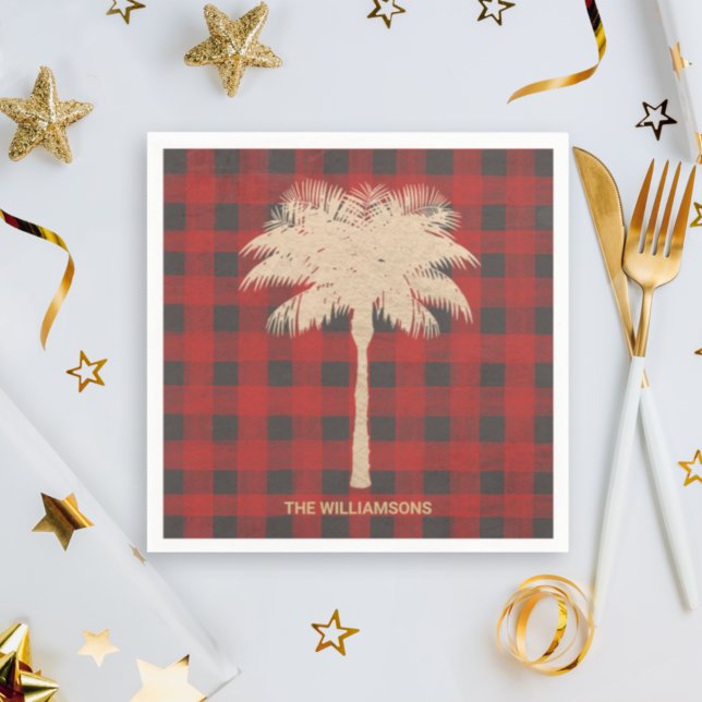 Serviette En Papier Palmier d'or Rouge Buffle Plaid (Créateur téléchargé)