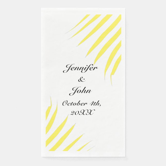 Serviette En Papier Palmier Folithe Citron Jaune Feuille Mariages (Devant)