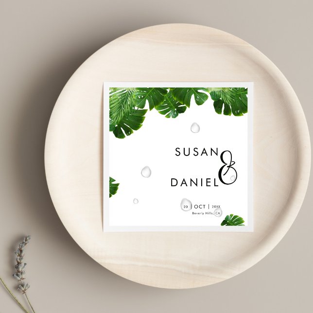 Serviette En Papier Palmier luxuriant sauvage Feuilles & Mariage moder (Créateur téléchargé)