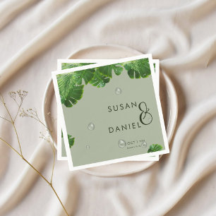 Serviette En Papier Palmier luxuriant sauvage Feuilles & Mariage moder