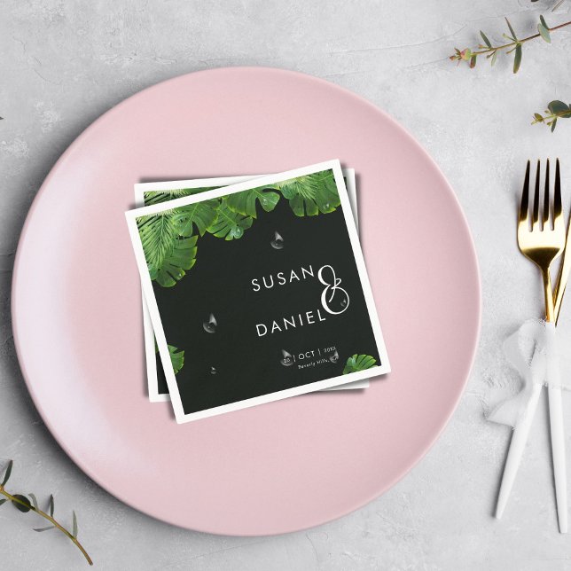 Serviette En Papier Palmier luxuriant sauvage Feuilles & Mariage moder (Créateur téléchargé)