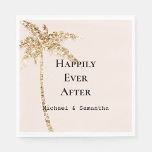 Serviette En Papier Palmier Tropical Parties scintillant Or