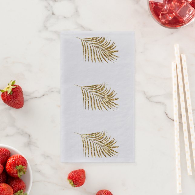 Serviette En Papier Palmiers de Glittery Tropical Gold Mariage Cool (En situation)