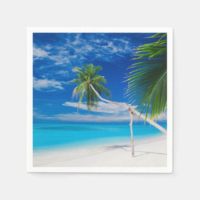 Serviette En Papier Palmiers de plage Tropical Blue Exotic Bahamas (Devant)