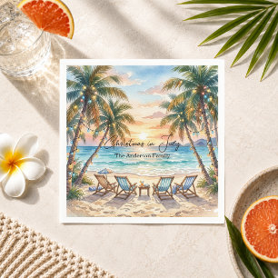 Serviette En Papier Palmiers exotiques de plage Noël en juillet