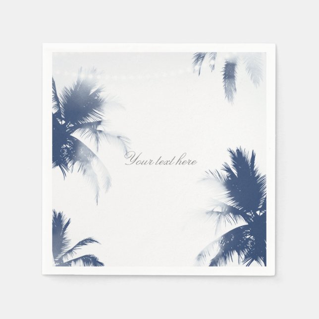 Serviette En Papier Palmiers Glamour Blanc Chic Moderne Tropical (Devant)