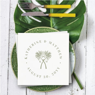 Serviette En Papier Palmiers noués Destination Tropicale Mariage