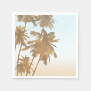 Serviette En Papier Palmiers Ombre de Plage Bronzé Doré Chic