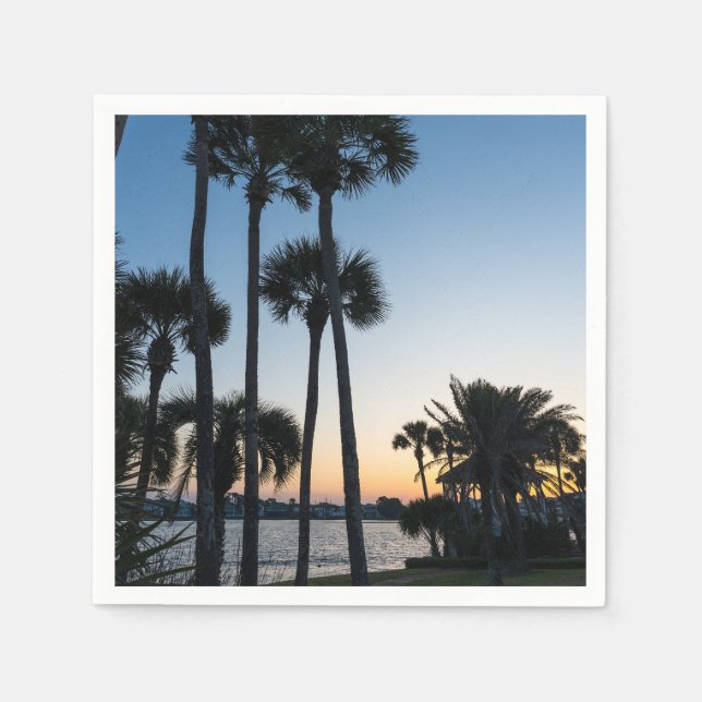 Serviette En Papier Palmiers Sunrise Destin Floride Papier Napkin (Devant)