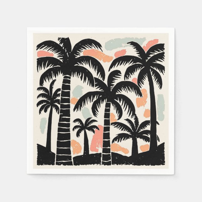 Serviette En Papier Palmiers Tropicaux (Devant)