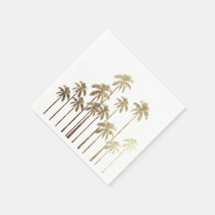 Serviette En Papier Palmiers tropicaux d'or fascinant sur le blanc