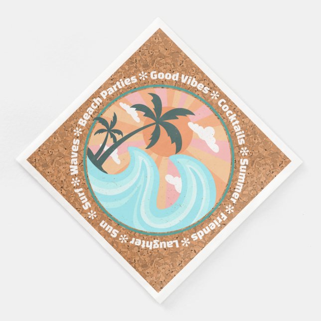 Serviette En Papier Palmiers Tropicaux Hawaiiens Sur Faux Cork (Coin)