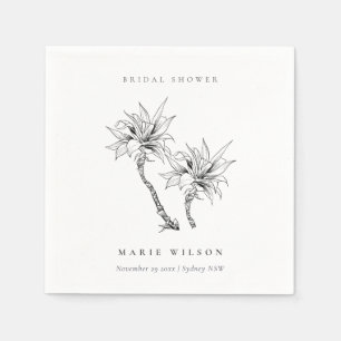 Serviette En Papier Palmiers Tropicaux Noir Blanc Esquisse Enterrement