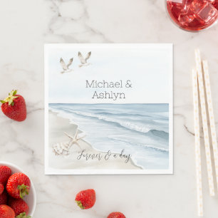 Serviette En Papier Palmiers tropicaux Ocean Beach Mariage