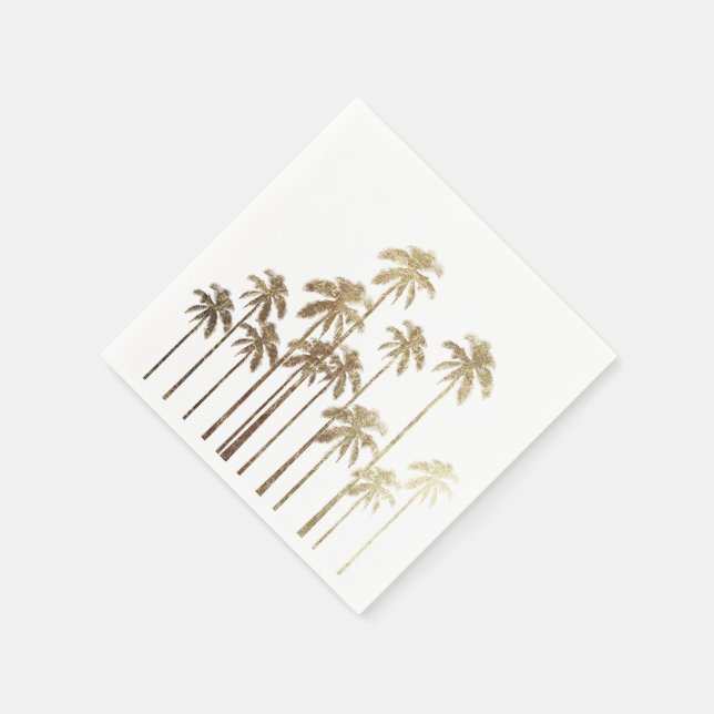 Serviette En Papier Palmiers tropicaux or glamour sur blanc (Coin)