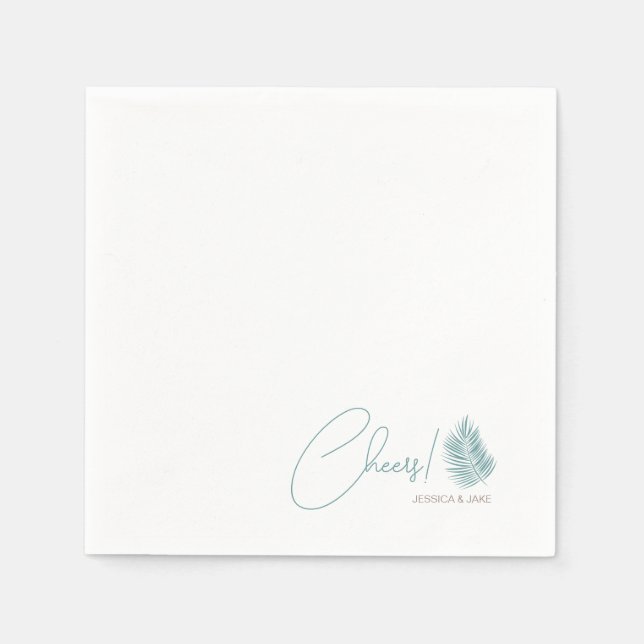 Serviette En Papier Palms Aqua ・ Plutôt Côtier Mariage moderne (Devant)