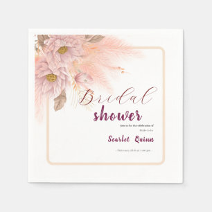 Serviette En Papier Pampa rose vif moderne gazon douche nuptiale
