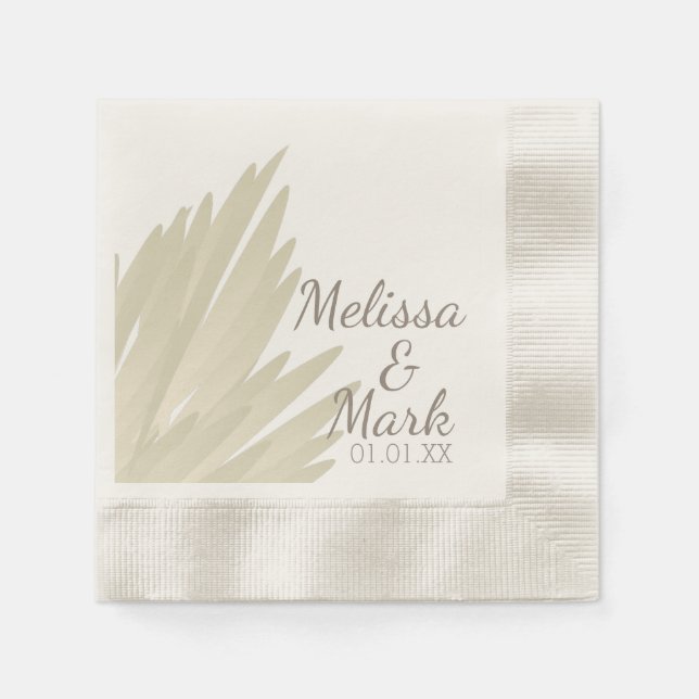 Serviette En Papier Pampas bohème Simple Beige Brown Mariage Party (Devant)
