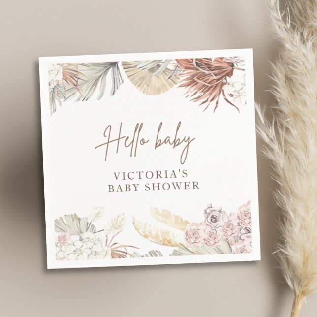 Serviette En Papier Pampas Boho Baby shower élégant Cocktail (Créateur téléchargé)