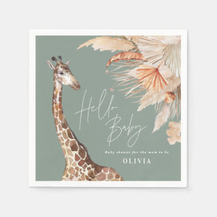 Serviette En Papier Pampas botanique herbe girafe safari sauge vert