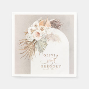 Serviette En Papier Pampas Grass Blanc Floral Mariage Boho