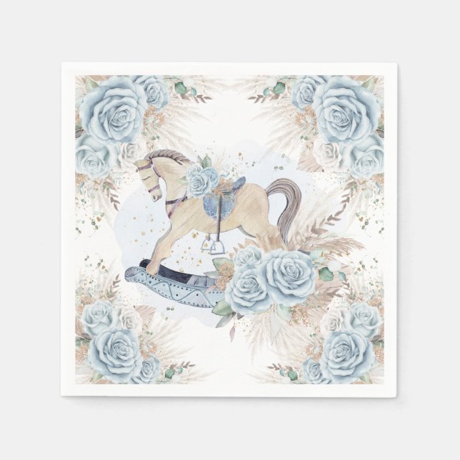 Serviette En Papier Pampas Grass Blue Floral Rocse Baby shower (Devant)