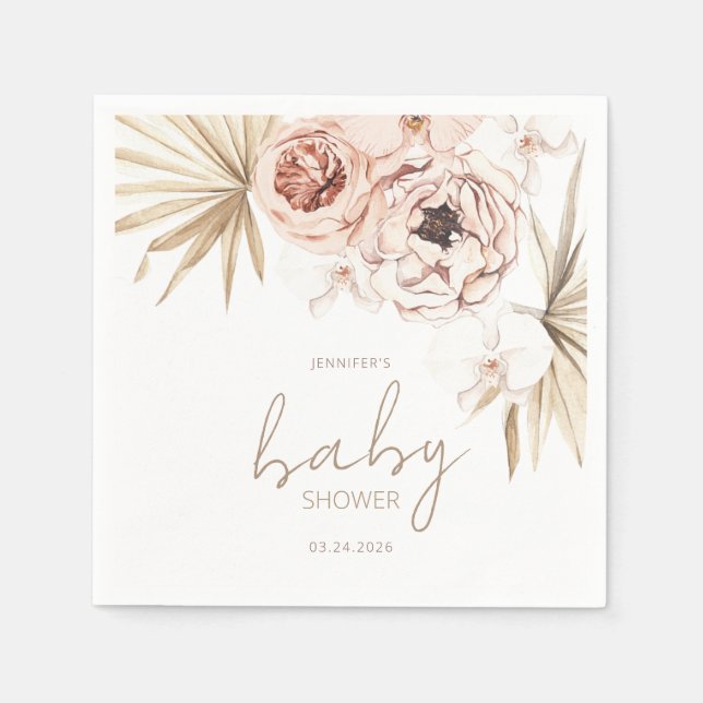 Serviette En Papier Pampas Grass Boho Baby shower bohème (Devant)