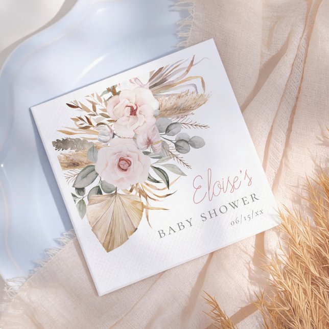 Serviette En Papier Pampas Grass Boho Elegant Girl Baby Shower (Créateur téléchargé)